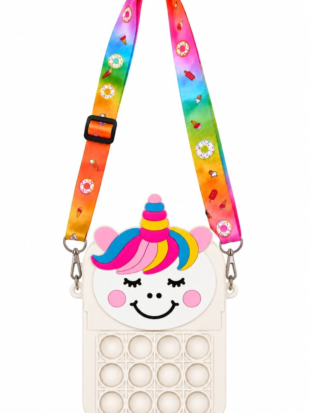 Unicorn Pop-It Crossbody Bag for Kids – Rainbow Strap